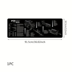 Large Desk Protector Mat with Toy Weapon Disassembly Map Print
