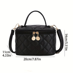 Portable PU Leather Rhombus Square Shoulder Bag Cosmetic Bag