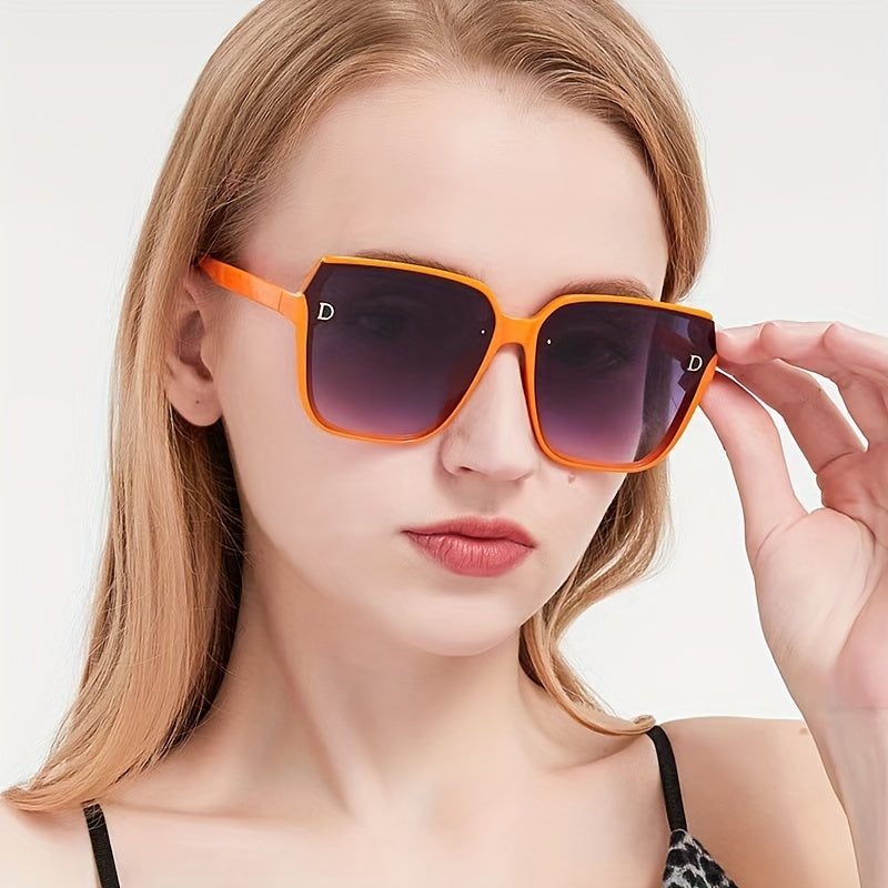 Oversized Rimless Square Sunglasses Gradient Lens UV400