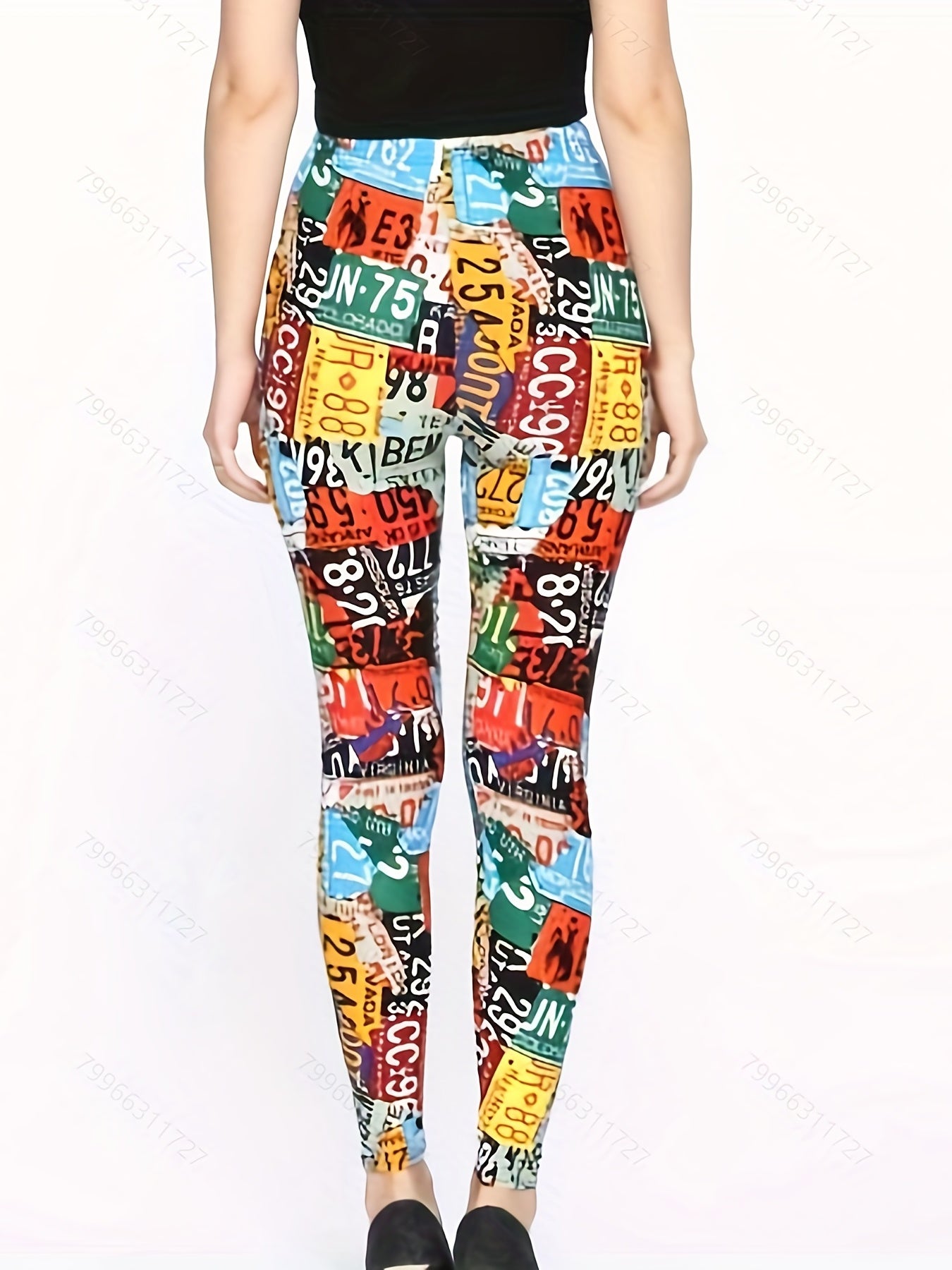 Patchwork Print Leggings Women's Casual Leggings