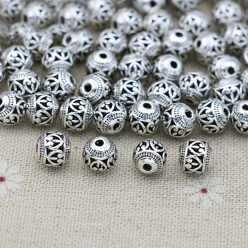 10Pcs Antique Silver Heart Spacer Beads 8mm