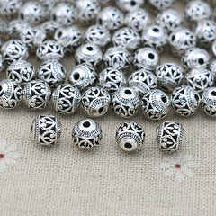 10Pcs Antique Silver Heart Spacer Beads 8mm