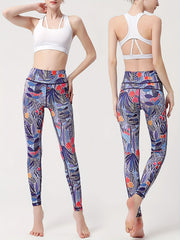 Plant Graphic Yoga Pants Tummy Control Leggings Women's Activewear