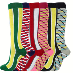 6 Pairs Sport Compression Stocking Running Hiking Socks For Men