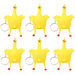 6pcs Fidget Squeeze Egg Chicken Keychain Stress Relief Purse Handbag Charm