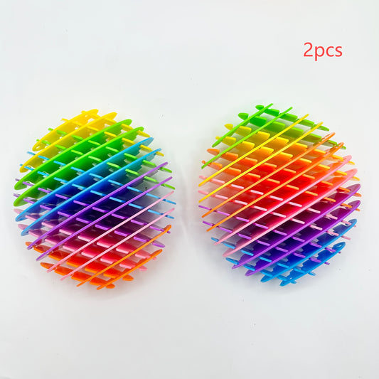 2 Pack Neon Stretchy Balls Interactive Sensory Toys Vibrant Rainbow Patterns