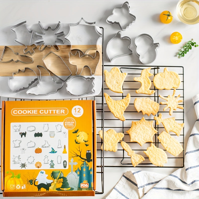 12pcs Halloween Biscuit Mold Set Stainless Steel DIY Baking Utensils