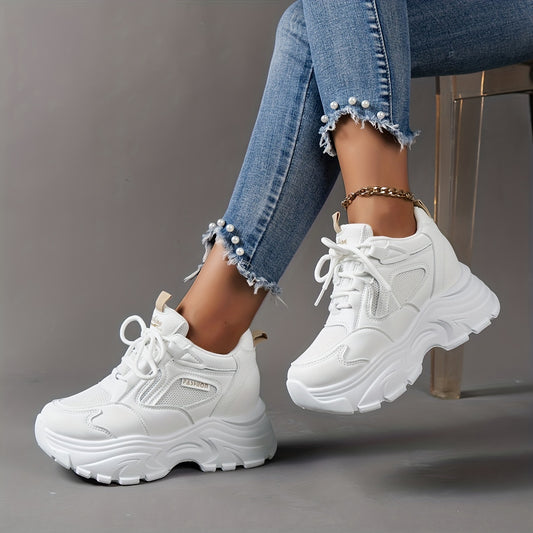 Chunky Thick Sole Sports Sneakers Non Slip Versatile Solid Shoes