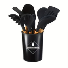 12pcs Kitchen Utensils & Organizer Bucket Silicone Cooking Tools