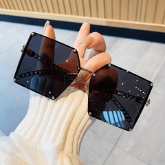 Oversized Square Sunglasses Rivet Decor Gradient UV400