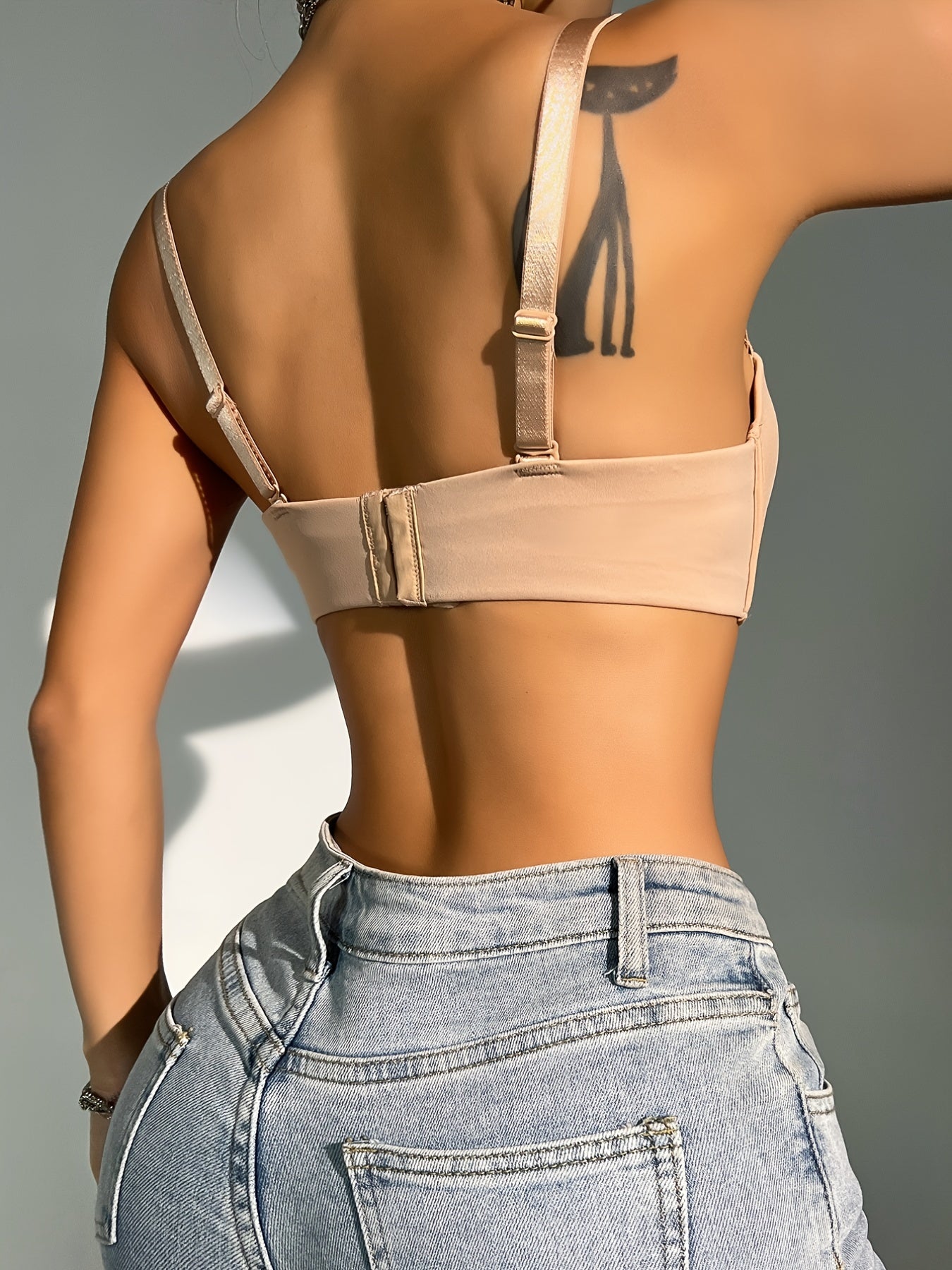 Breathable Glossy Half Cup Push Up Bra Non-slip Strapless High Stretch