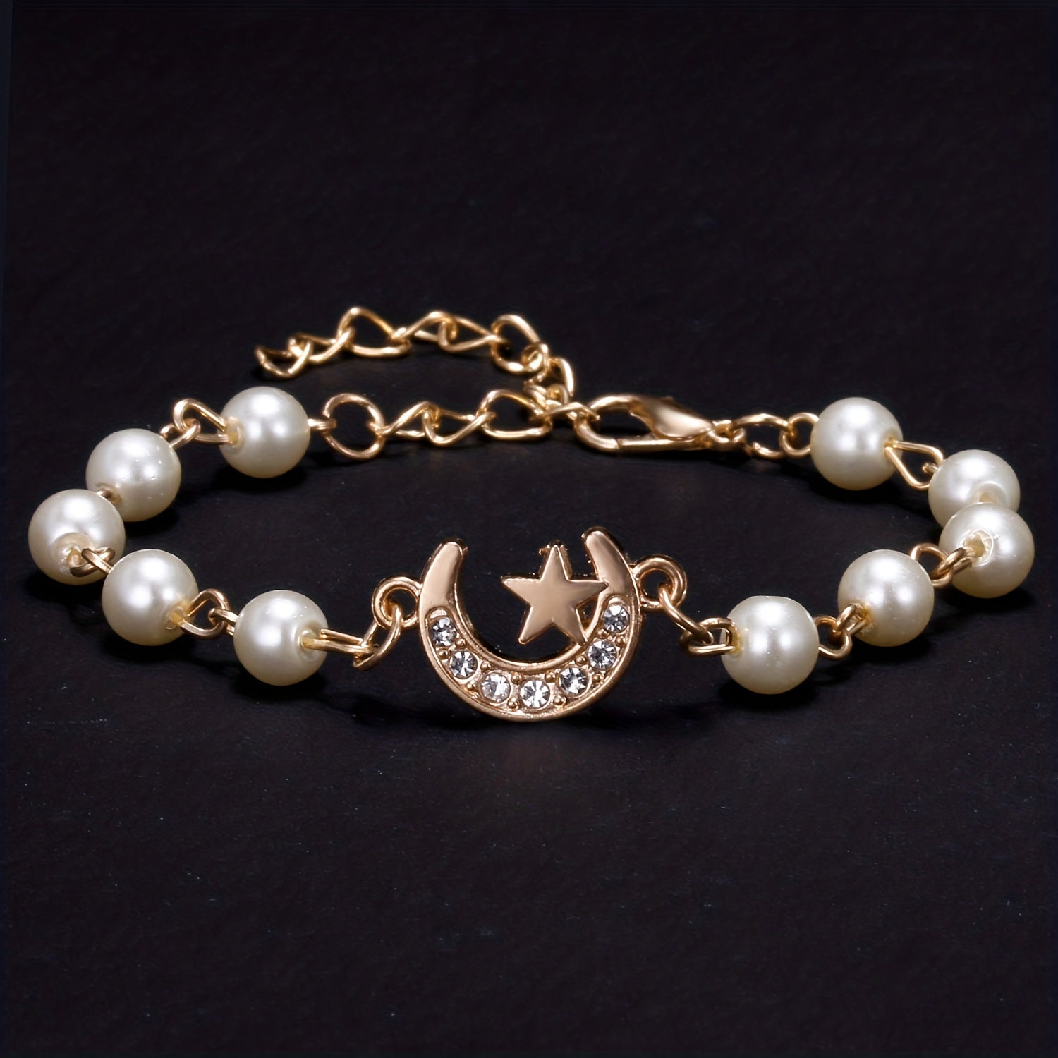 Y2K Faux Pearls Beaded Chain Bracelet for Women