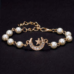 Y2K Faux Pearls Beaded Chain Bracelet for Women