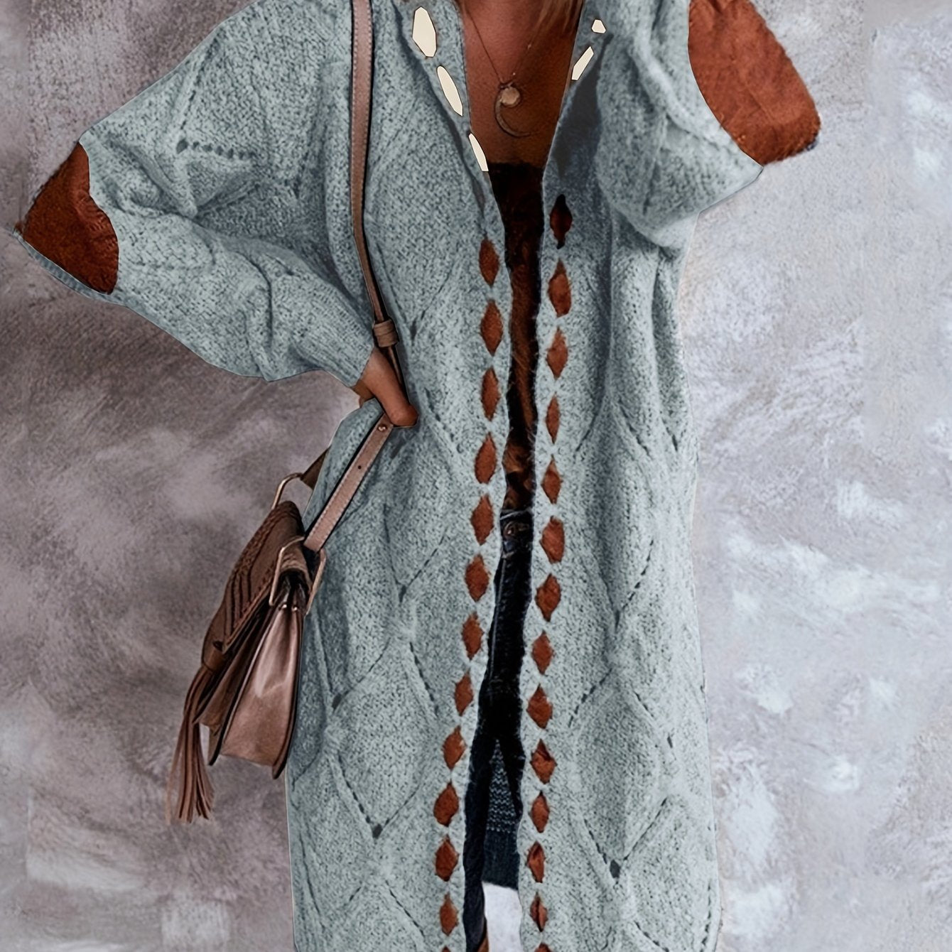  Open Front Chunky Knitted Cardigan