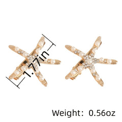 Crystal Faux Pearl Starfish Hair Clip for Wedding