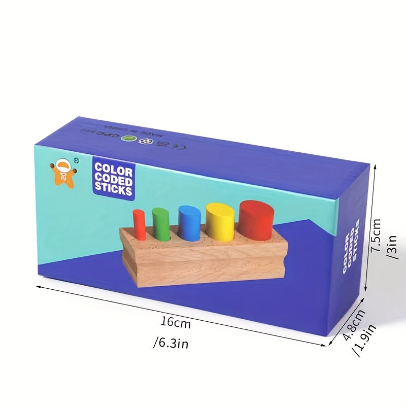 Wooden Colorful Cylinder Stacking Toy for Kids Educational Puzzle