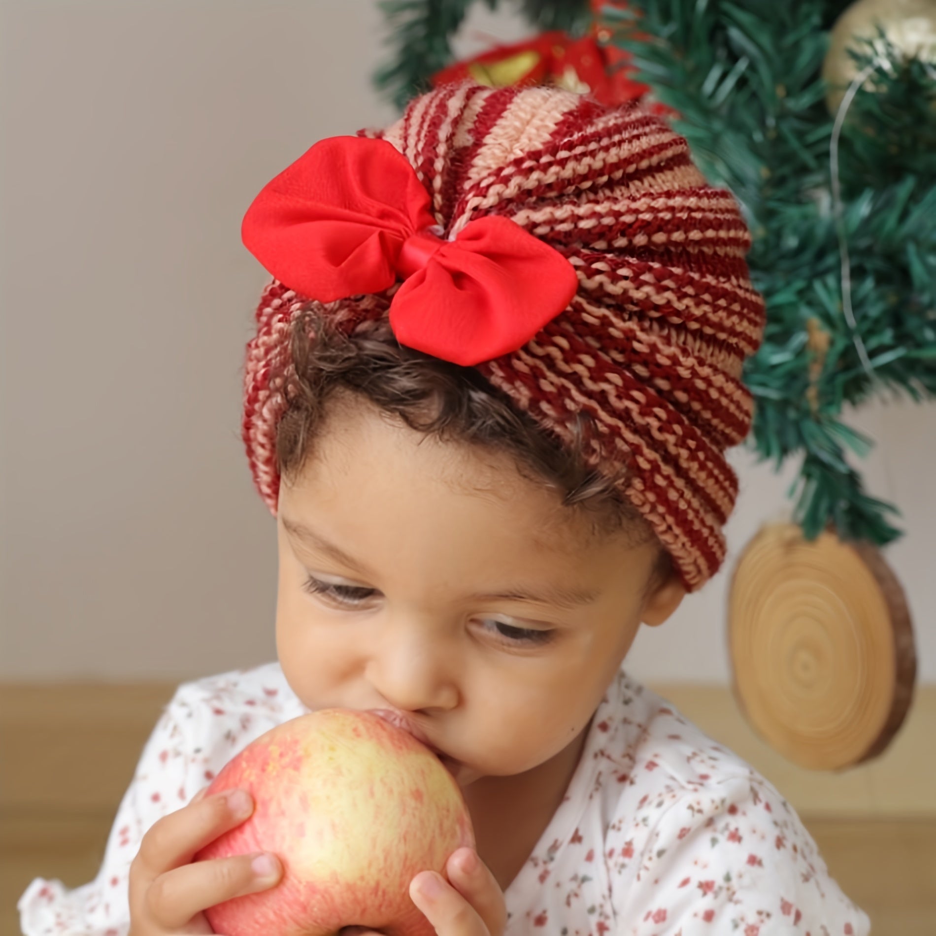 Winter Chiffon Bow Baby Hat 0-2 Years