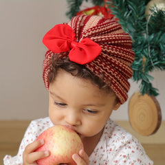 Winter Chiffon Bow Baby Hat 0-2 Years