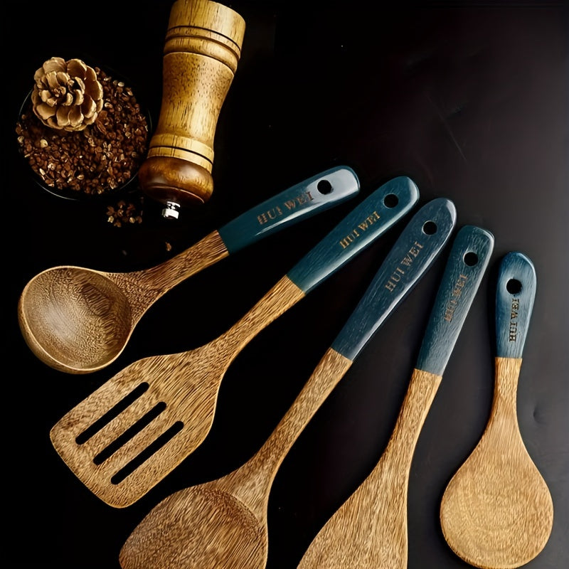 Wooden Utensil Set Kitchen Tools Non Stick Cooking Turner Spatula Spoon