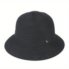 Stripe Jacquard Bucket Hat Sunscreen Summer Sun Hat Women's Casual Cloche Hats