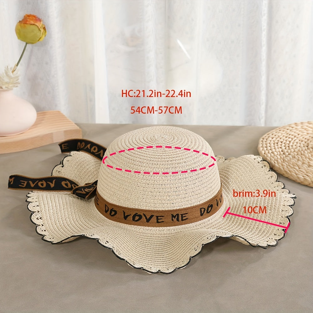 Ruffles Floppy Straw Hat Summer Sunscreen Travel Beach Hats for Women