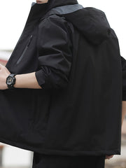 Men's Casual Hooded Lightweight Windbreaker Jacket Coat for Spring