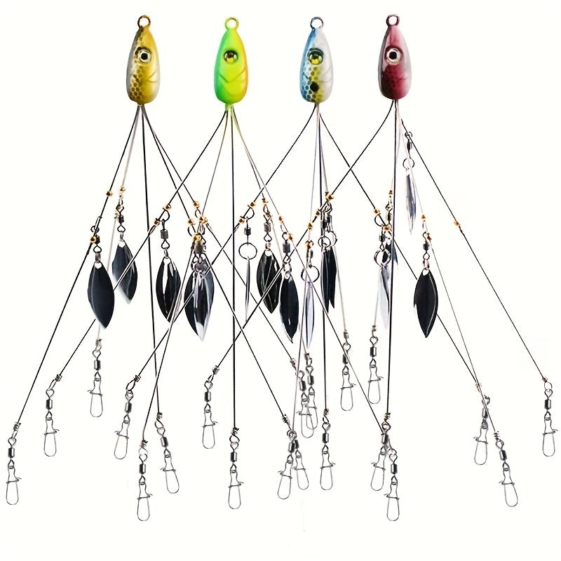 4pcs ABS Fishing Baits Sequin Five Claw for Umbrella Rigs