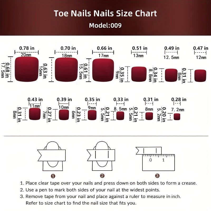 24pcs Glossy French Tip Press On Toenails with Pink Glue