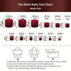 24pcs Glossy French Tip Press On Toenails with Pink Glue