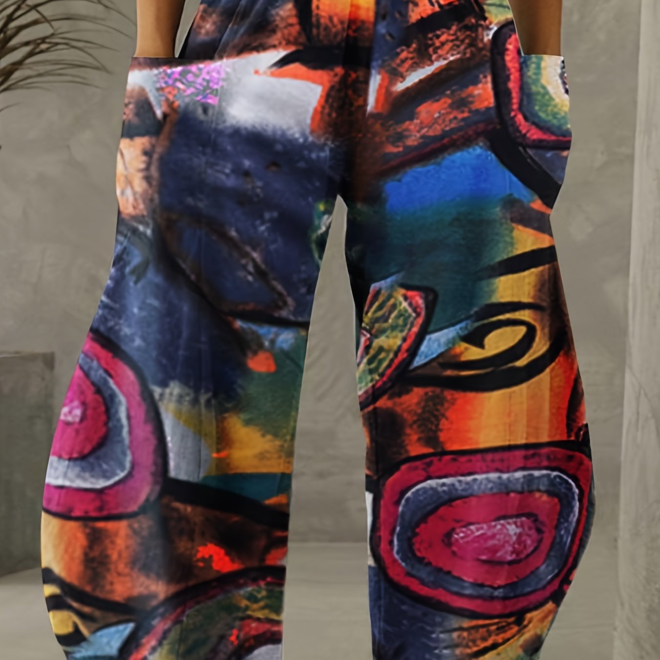 Geometric Print High Rise Wide Leg Pants Plus Size