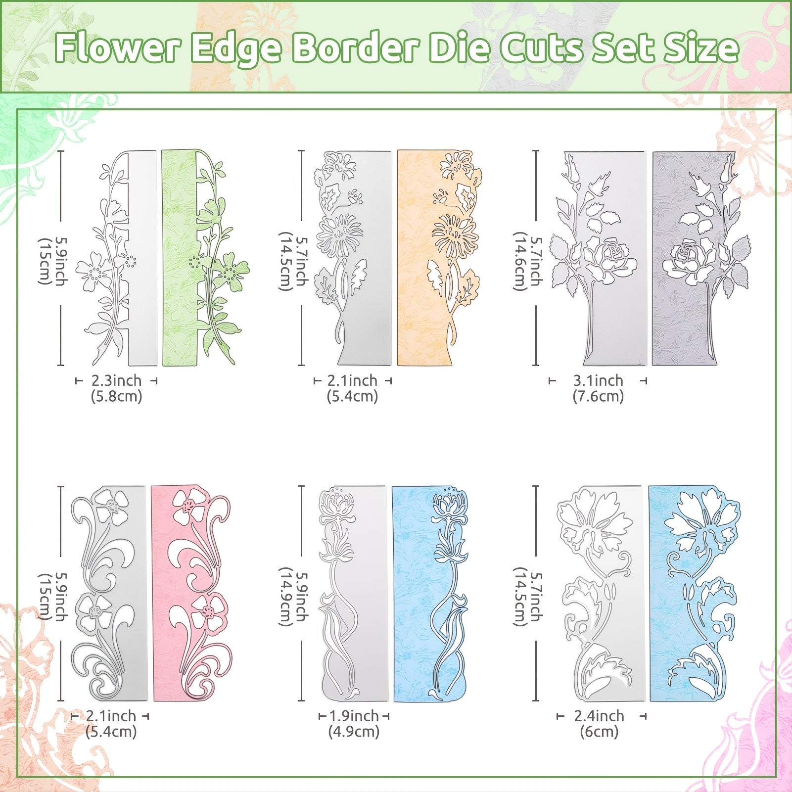 6pcs Flower Edge Metal Die Cuts For Card Making Assorted Flowers Cutting Dies