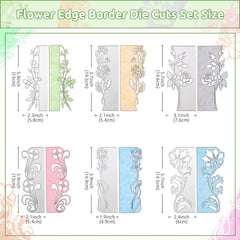 6pcs Flower Edge Metal Die Cuts For Card Making Assorted Flowers Cutting Dies