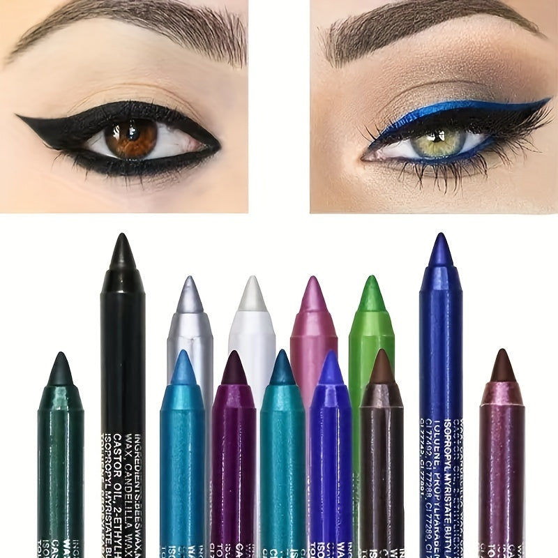 14 Colors Eyeliner Pen Matte Metallic Lustrous Smokey Waterproof Cosmetics