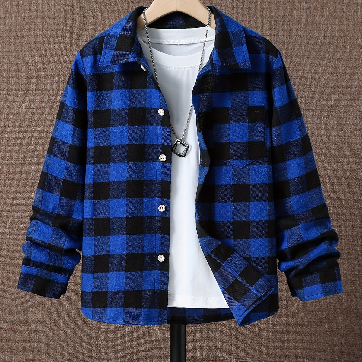 Boys Plaid Shirts Long Sleeve Button Down Tops Outwear Spring Fall