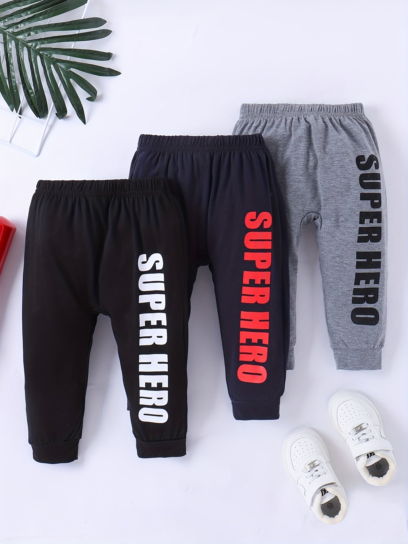 3pcs Baby Boys Casual Elastic Waist Sports Pants for Spring Autumn