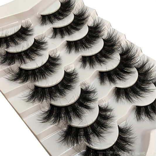 7 Pairs Cat Eye Lashes Fluffy Faux Mink Natural Look False Eyelashes