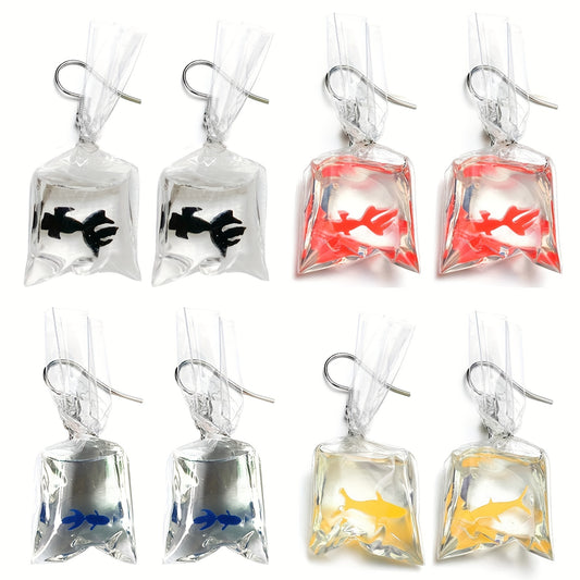 Y2K Goldfish Water Bag Shape Dangle Earrings