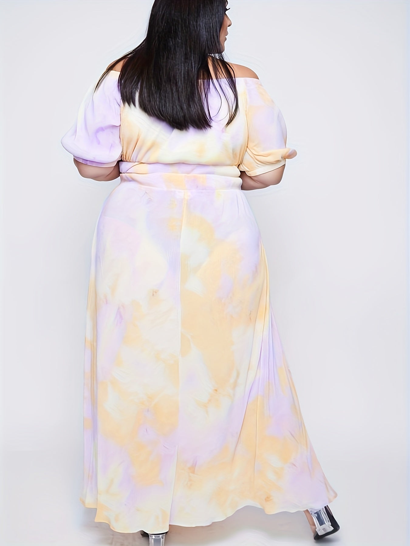  Floral Print Off Shoulder Crop Top & Split Skirt Set
