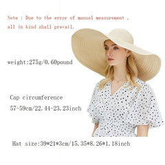 Oversized Brim Khaki Sun Hat Women Straw Beach Travel Cap