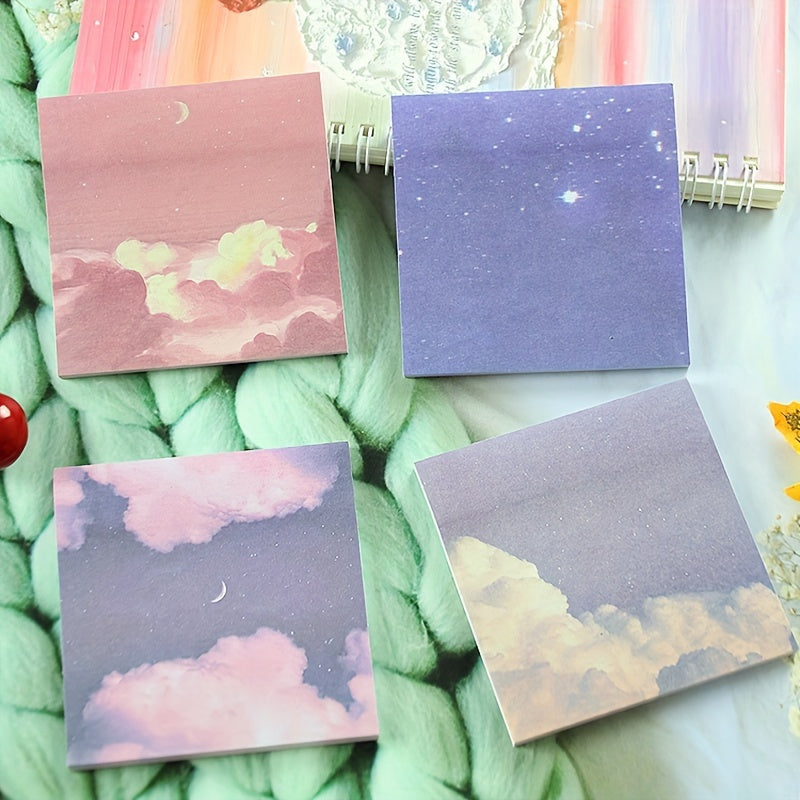 4pcs Starry Sky Sticky Notes Cartoon Stationery 50 Sheets 8.3x15.3inch