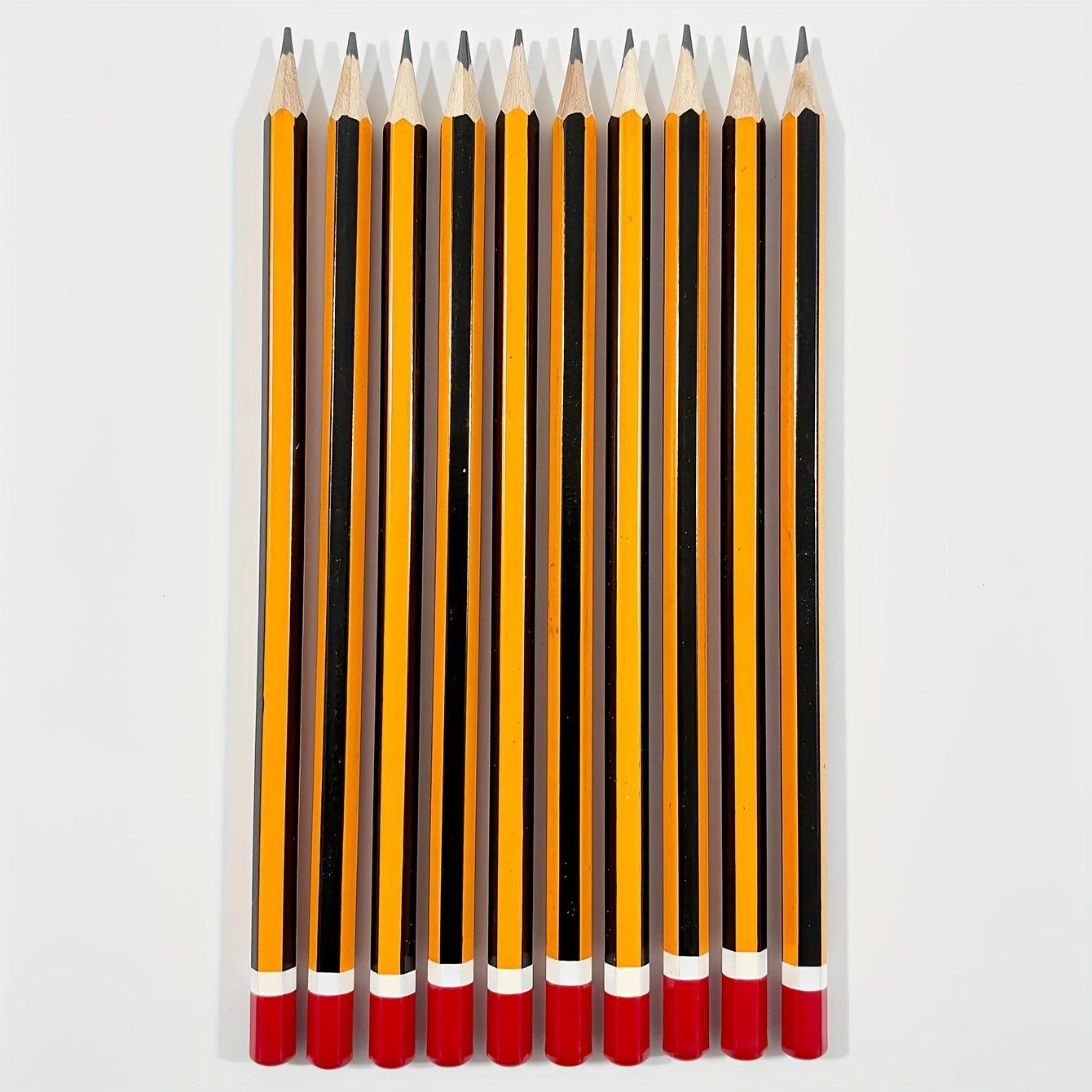 10pcs Yellow Striped Willow Pencils Smooth Writing Ideal for Office and School