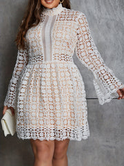 Bell Sleeve Mock Neck Dress
