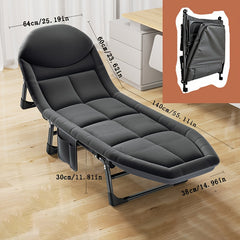 Portable Folding Bed Single Person Lounge Chair Office Travel