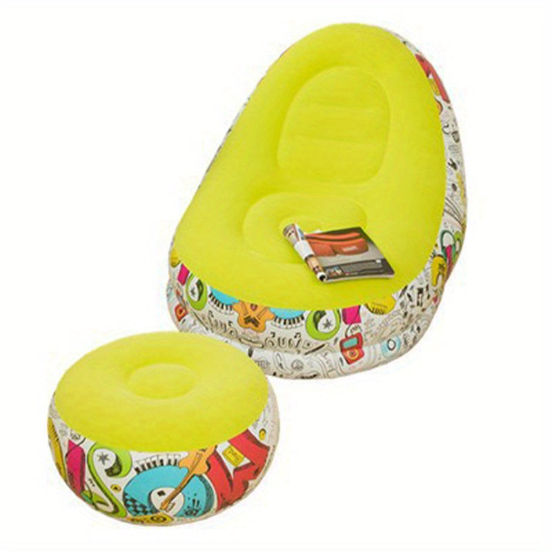 Lazy Sofa Plush Graffiti Inflatable Sofa with Footrest