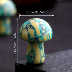 Mini Yellow Dot Turquoise Mushroom Stone Garden Decoration