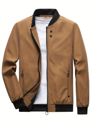 Men's Casual Zipper Pockets Zip Up Jacket
