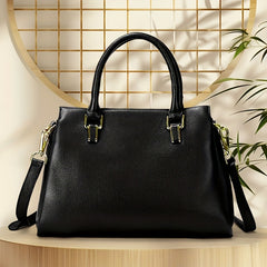 Women's Leather Shoulder Bag Crossbody Handbag with Golden Tone Hardware
