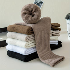 6 Pairs Soft Mid Tube Women's Socks Solid Color Stockings