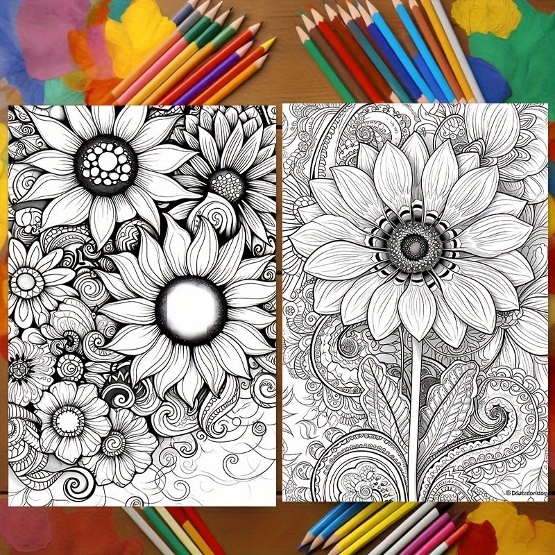 Thickened Dream Flower Coloring Book - 22 Pages