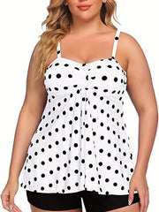  Polka Dot Print Cami Top & Shorts Bathing Suit Set